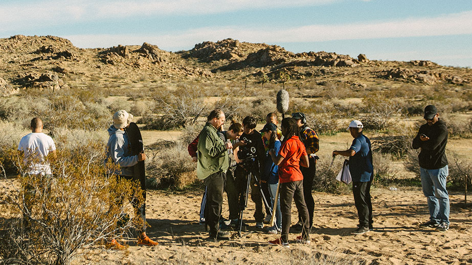 Students filming in Joshua Tree California