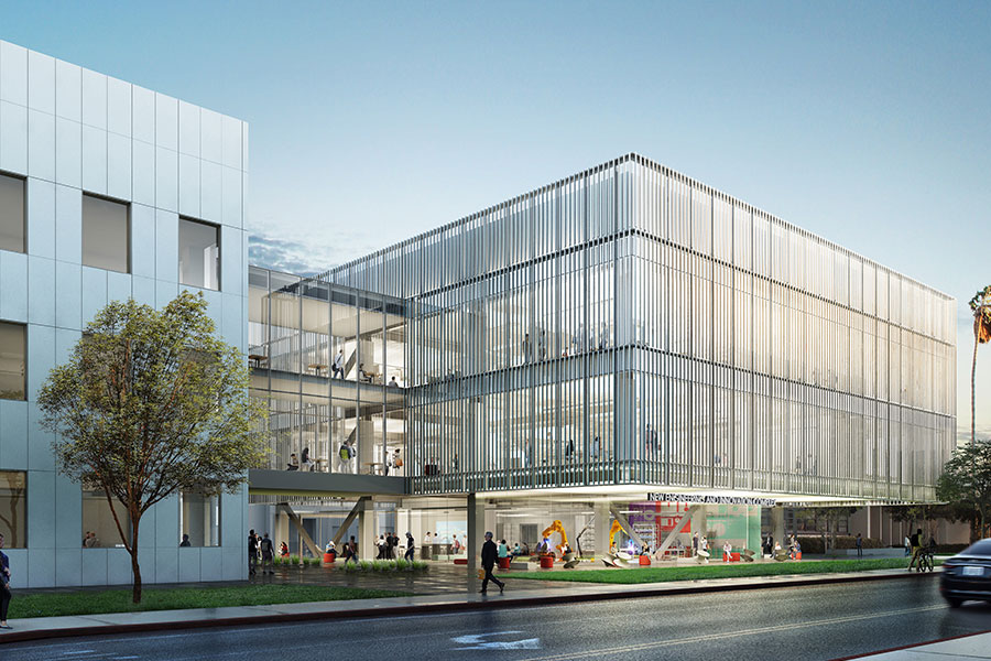 Rendering as of June 2024 of the Engineering Innovation Complex (EIC), a planned capital expansion for LMU Frank R. Seaver College of Science and Engineering. LMU has received a $25 million matching gift from the Thomas and Dorothy Leavey Foundation for the EIC.